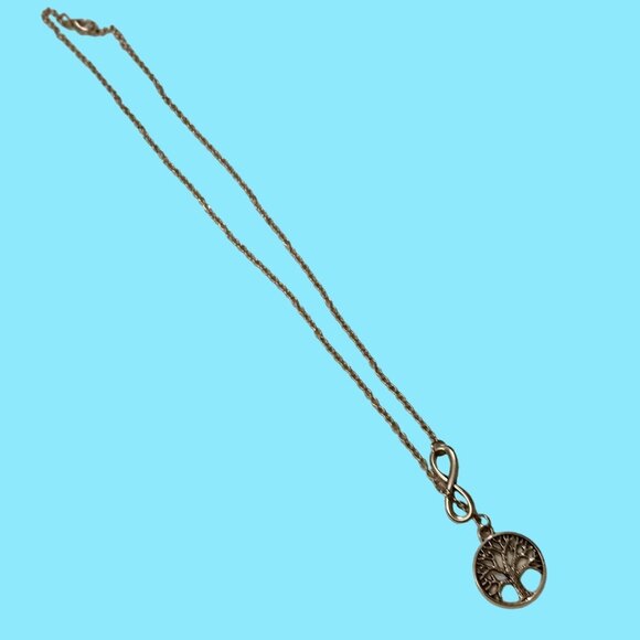 Tree of Life Silver Necklace Infinity Pendant Fashion Jewelry Women Chain 20 inc - Picture 2 of 8